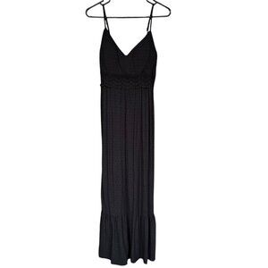 Lilly Rose Womens Babydoll Maxi Dress Size L Black Dark Romance Cottagecore Boho